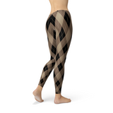 Women's Beige Brown Argyle Leggings