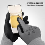 12 Pair Micro Foam Nitrile Work Gloves | Touch Screen | Grey | L Cerise Jasper