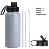 DRINCO® 32oz Stainless Steel Water Bottle (3 lids) - Asphalt Gray