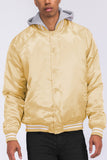 Satin Hooded Varsity Jacket Lime Milo