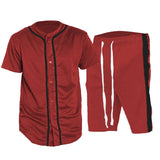 Red Black Baseball Jersey Short Set Lime Milo