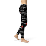 Women's I Love You Black Leggings