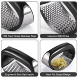Garlic Press, Stainless Steel, Manual Grinding Curved Ginger Crusher Lime Sunflower