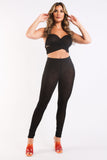 Casual Sports Strappy Sleeve Top & Leggings Set