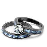 Women's Clear & Light Blue CZ Wedding Ring Set