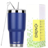 DRINCO® 30oz Insulated Tumbler Spill Proof Lid w/2 Straws (Royal Blue)