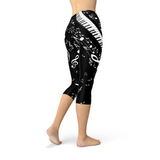 Women's Piano Notes Black Capri Leggings