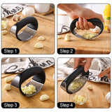 Garlic Press, Stainless Steel, Manual Grinding Curved Ginger Crusher Lime Sunflower