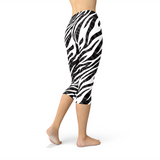 Women's Zebra Stripes Capri Leggings