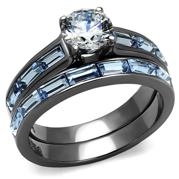 Women's Clear & Light Blue CZ Wedding Ring Set