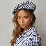 SIMONE Gingham Beret Hat In Black Cocoa Brunn