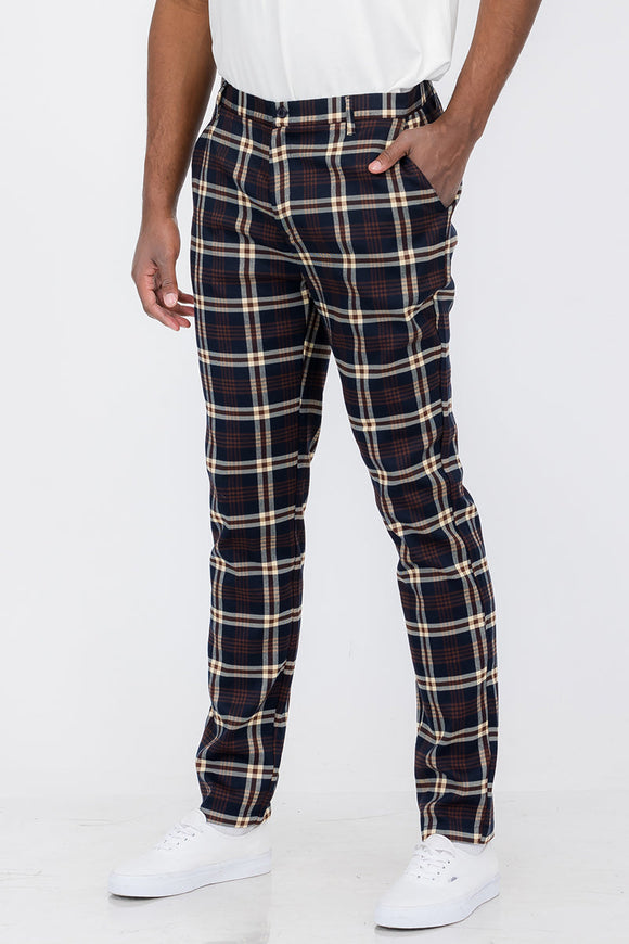 Plaid Slim Fit Trouser Pants Lime Milo
