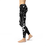 Women's Piano Notes Black Leggings