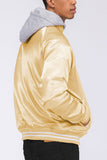 Satin Hooded Varsity Jacket Lime Milo