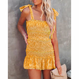 Sexy Halter Strap Ruffled Mini Dress Silver Sam