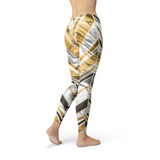 Women's White Marble w/ Black Gold Lines Leggings