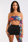 Multiway Retro Paisley Printed Crop Halter Wrap Top Puce Juniper