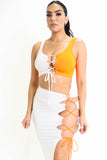 Lace-up Top & Matching Side Lace-up Maxi Skirt Set
