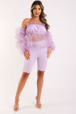 Organza Sleeve Detailed Top & Matching Shorts Set
