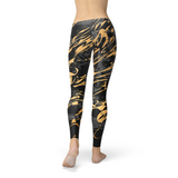 Women's Black Marble w/ Gold Splash Leggings