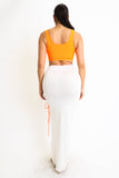 Lace-up Top & Matching Side Lace-up Maxi Skirt Set