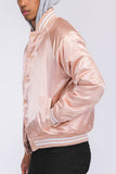 Satin Hooded Varsity Jacket Lime Milo