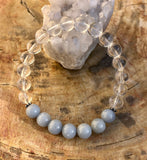 Angelite Celestite & Crystal Quartz Bracelet! Genuine Gemstones! Violet Chaos