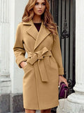 Wool Coat  Warm Jackets Outerwear Belt Long  Women Jacket Coats Silver Sam