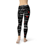 Women's I Love You Black Leggings