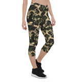 Women's Army Camo Capri Leggings with Honeycombs