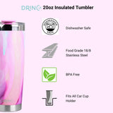 DRINCO®  20oz Insulated Tumbler w/Spill Proof Lid, 2 Straws (Galaxy) Orchid Lavender
