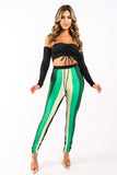Off Shoulder Top & Casual Leggins Outfit Set