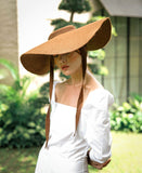 Lola Wide Brim Jute Straw Hat, in Havana Brown Cocoa Brunn