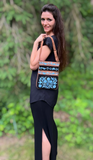 Blue And Black Suede Embroidered Cross-Body Bag Rose Poseidon