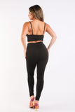 Casual Sports Strappy Sleeve Top & Leggings Set
