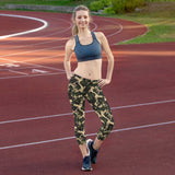 Women's Army Camo Capri Leggings with Honeycombs