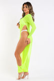 Sexy Mesh Cover Up Jumpsuit Summer Bodycon Beachwear NEON YELLOW Puce Juniper