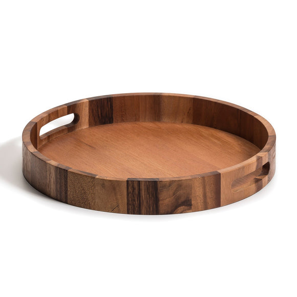 Acacia Wood Round Serving Tray -15