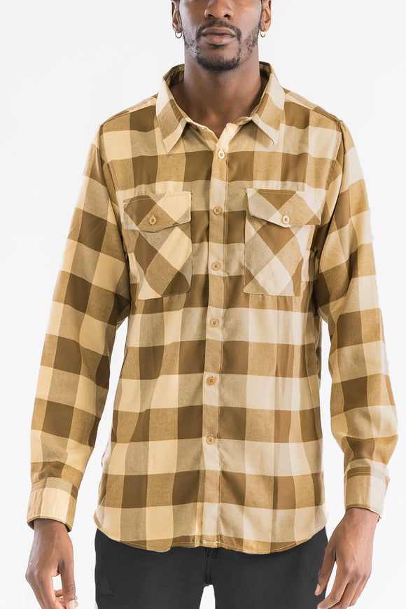 Long Sleeve Checkered Flannel Shirt