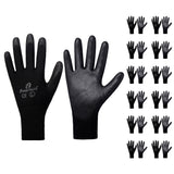 12 Pair PU-Coated | Safety Work Gloves | Ultra-Light | Black | L Cerise Jasper
