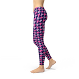 Women's Pink Purple Houndstooth Leggings