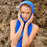 Waffle Crochet Scarf in Savoy Blue