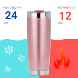 DRINCO® 20oz Insulated Tumbler Spill Proof Lid 2 Straws (Rose Gold)
