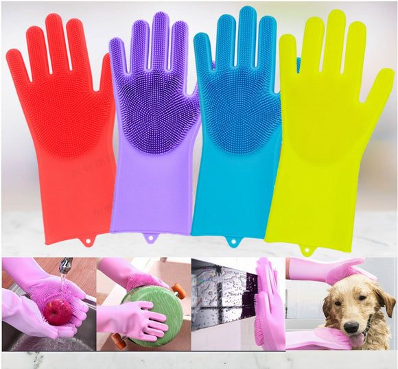 Glove Brush Washing Gloves Silicone Kitchen Cleaning Scrubbing Glove