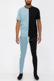 Two Way Split T-shirt & Track Pants Set Lime Milo