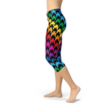 Women's Cat Houndstooth Capri Leggings