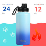DRINCO® 32oz Stainless Steel Water Bottle (3 lids) -Morning Sky Blue