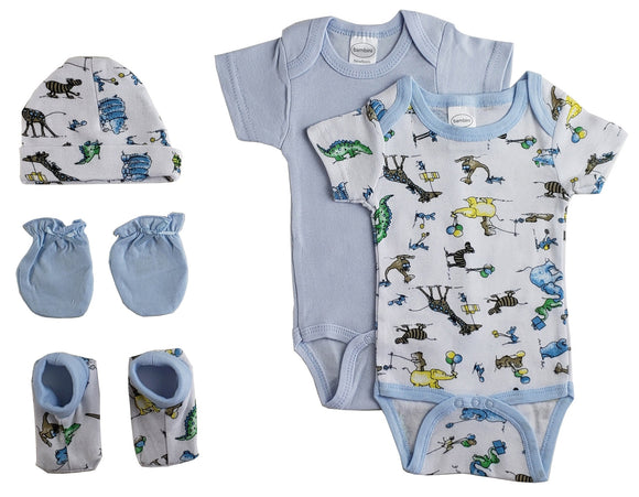 Newborn Baby Boys 5 Pc Layette Baby Shower Gift Emerald Clover