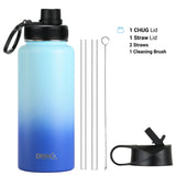 DRINCO® 32oz Stainless Steel Water Bottle (3 lids) -Morning Sky Blue