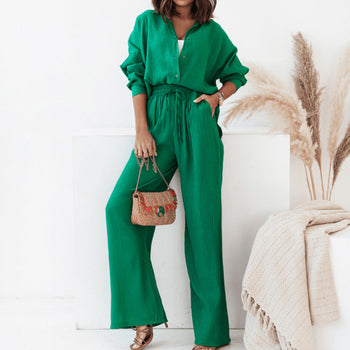 Loose Long-sleeved Shirt & Pants Set